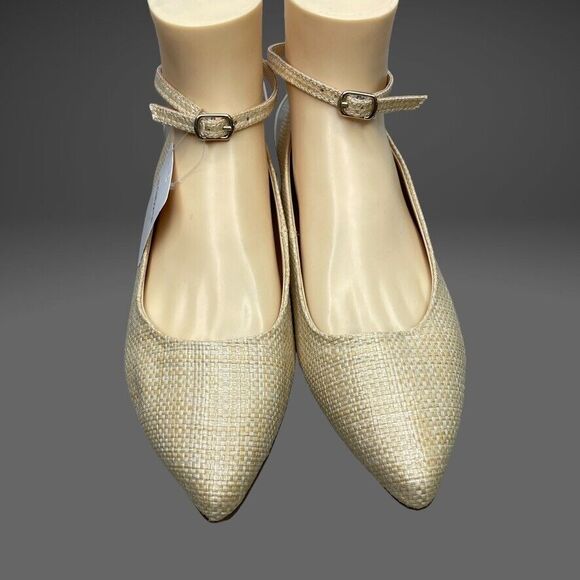 Liz Claiborne Womens Calico Natural Weave Pointed Toe Ballet Flat Size 7.5‎ W - Picture 2 of 11